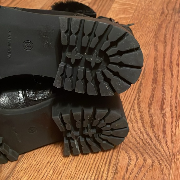 Napoleoni Black Leather Suede Ankle Boots Shearling Fur Sz 39 EU 9 US Italy - Picture 11 of 11